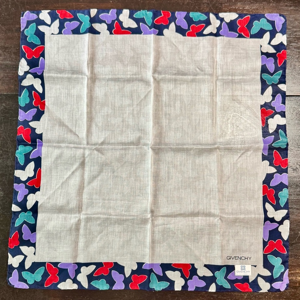 Givenchy Multicolor Butterfly Border Handkerchief Scarf